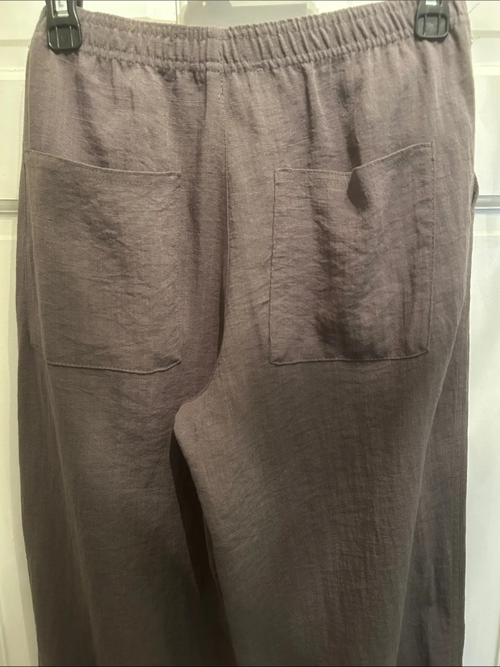 Zara Linen Wide Leg  Elastic Waist Pants in Mauve Brown